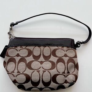 Coach Brown and Tan Wristlet
